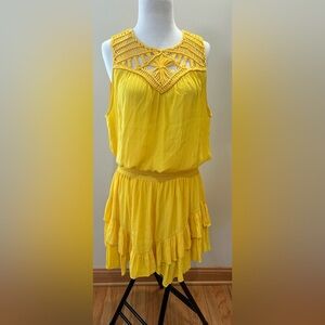 Army Brook Faye Mini Sunkiss Macrame Yoke Smoked Ruffle L Dress